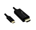 USB 3.1 kábel C típusú dugó HDMI-re, 4K2K@60Hz, HDCP, HDR, fekete, 2.00m hosszú, polizsákos csomagolásban